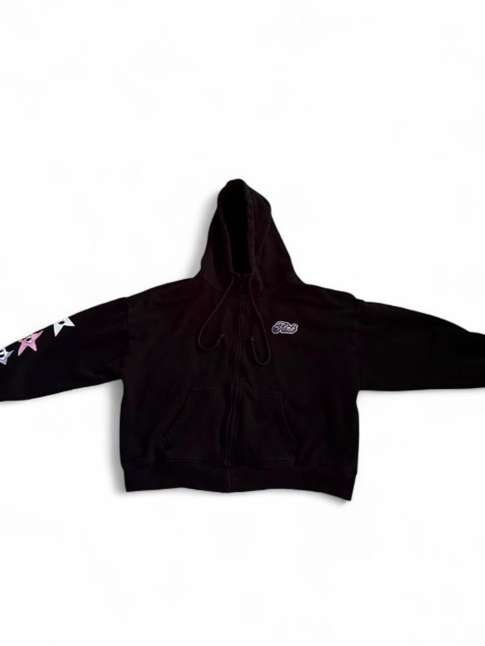 Victoria’s Secret PINK Black Zip-Up Hoodie Star Sleeve